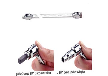 1/4" Square Drive & Bit Holder Swivel Wrench
